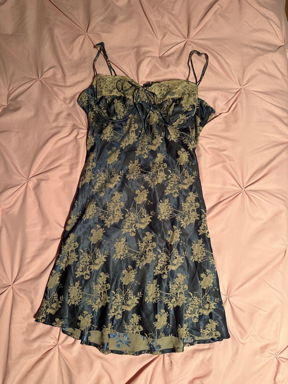 Windsor Navy Dress with Gold Floral Jacquard Accents